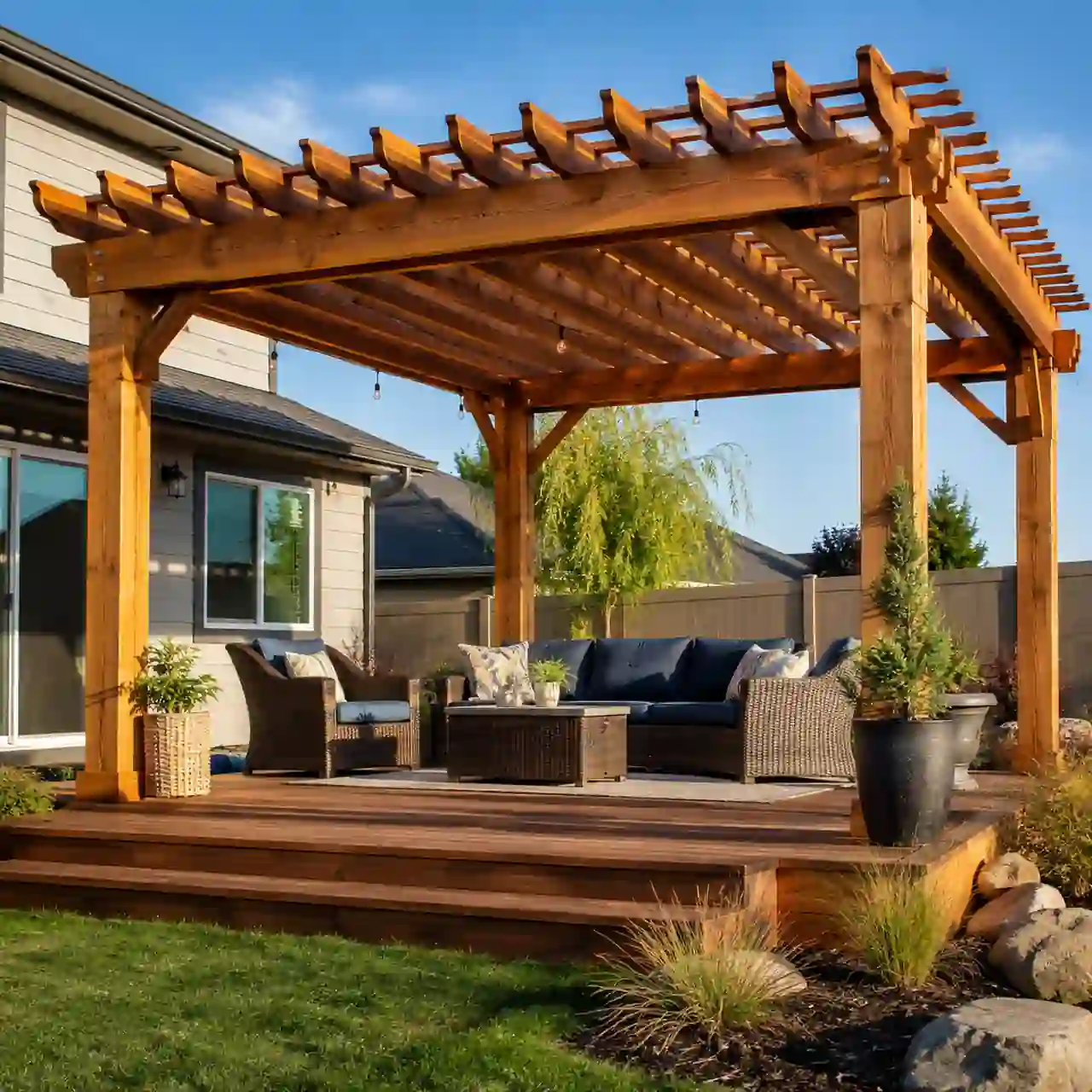 Cedar pergola built near Burley