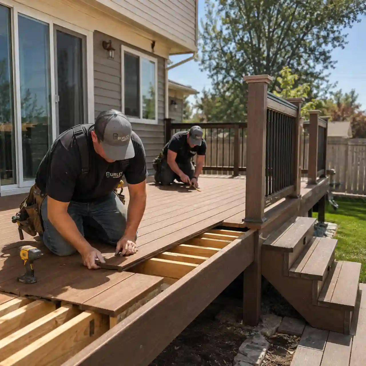 Burley Idaho Fence Pros crew building a custom deck for a Magic Valley homeowner